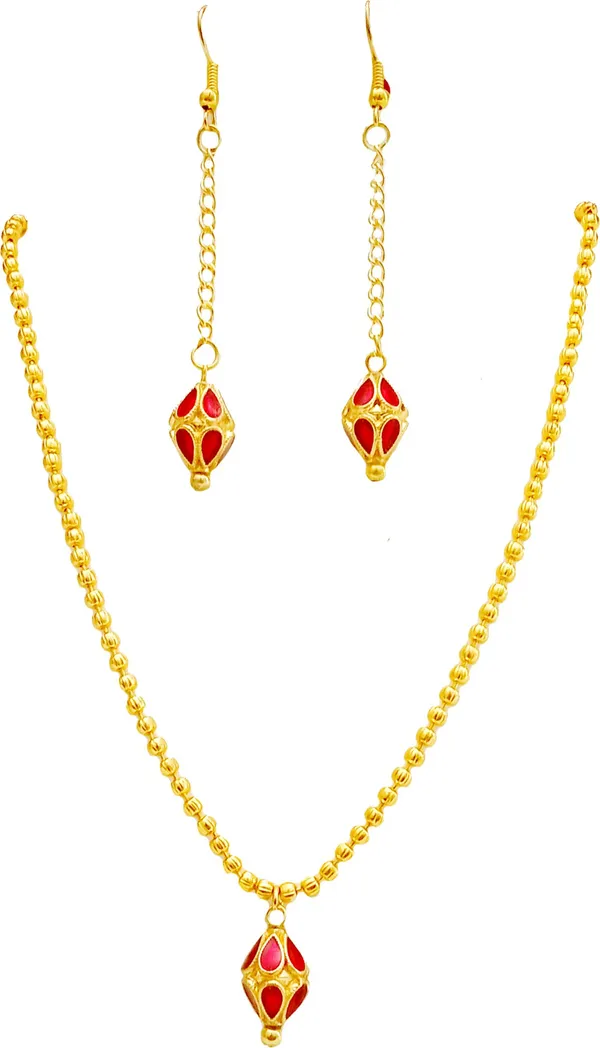 Assamese_Traditional_Red_Colour_Monimala_Chain_Jewellery_Set_For_Women